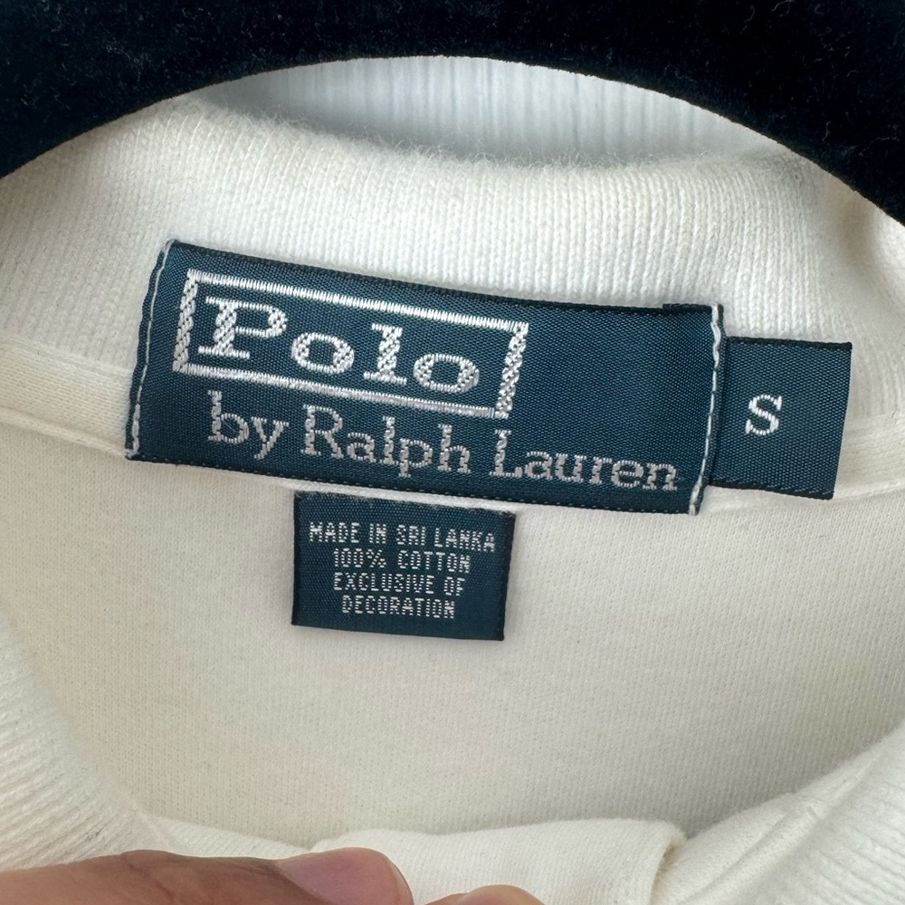sold Lauren White Polo with Navy Pony Logo Size Small Classic Fit Quiet Luxury - Picture 3 of 4